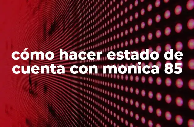 Cómo Hacer Estado de Cuenta con Monica 85