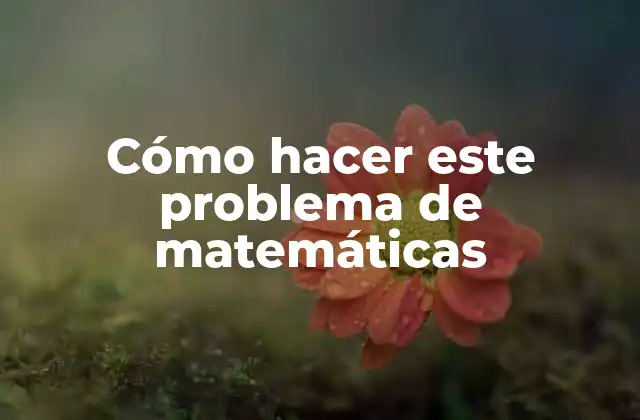Cómo Hacer Este Problema de Matemáticas