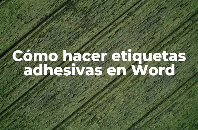 Cómo Hacer Etiquetas Adhesivas en Word
