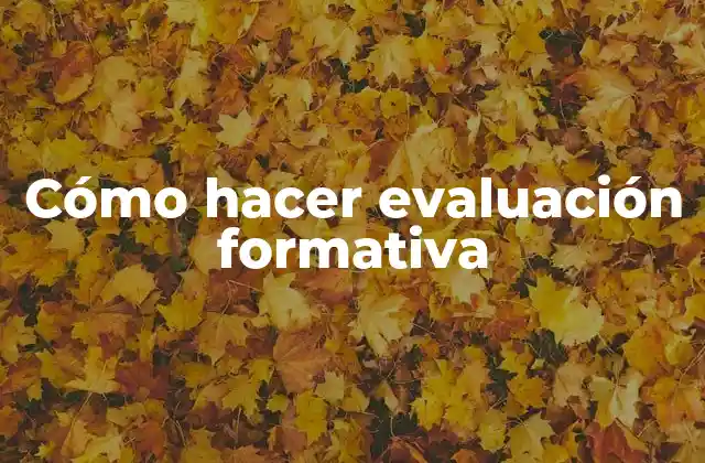 Cómo Hacer Evaluación Formativa