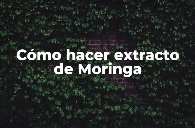 Cómo Hacer Extracto de Moringa