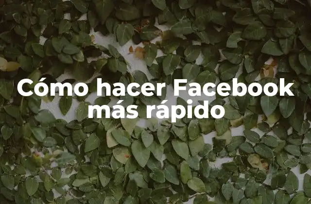 Cómo Hacer Facebook Más Rápido