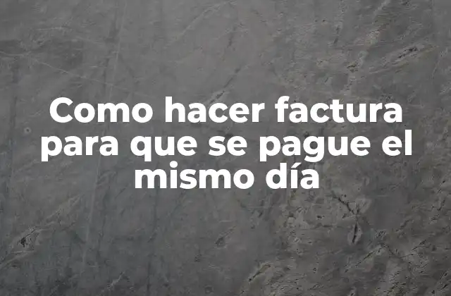 Como Hacer Factura para que Se Pague el Mismo Día