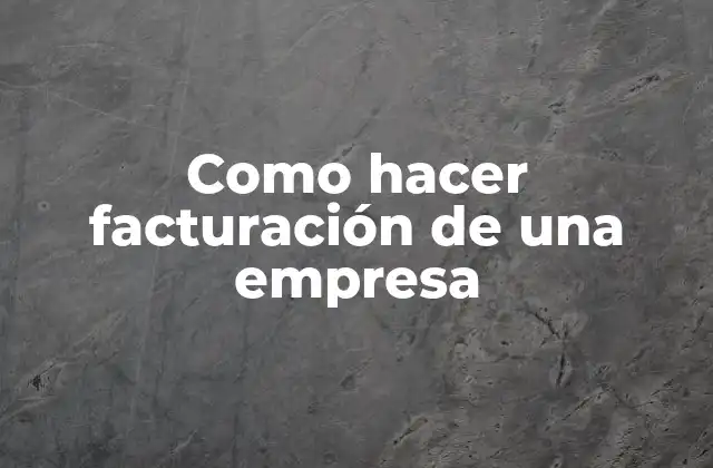Como Hacer Facturación de una Empresa
