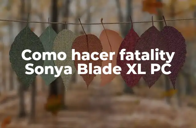 Como Hacer Fatality Sonya Blade Xl Pc