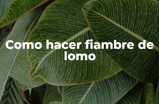 Como Hacer Fiambre de Lomo
