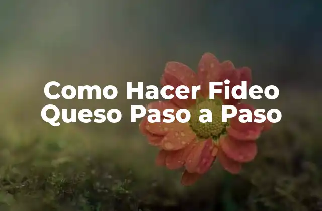 Como Hacer Fideo Queso Paso a Paso