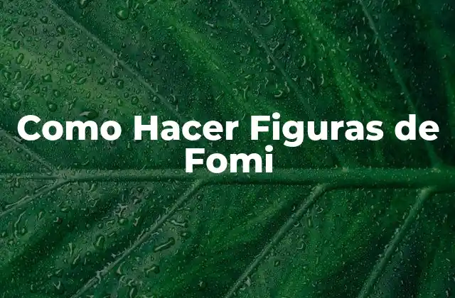 Como Hacer Figuras de Fomi 2 ¿Qué son las Figuras de Fomi y para Qué Sirven?