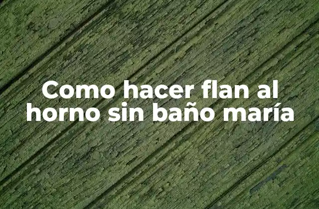 Como Hacer Flan Al Horno sin Baño María