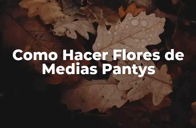 Como Hacer Flores de Medias Pantys