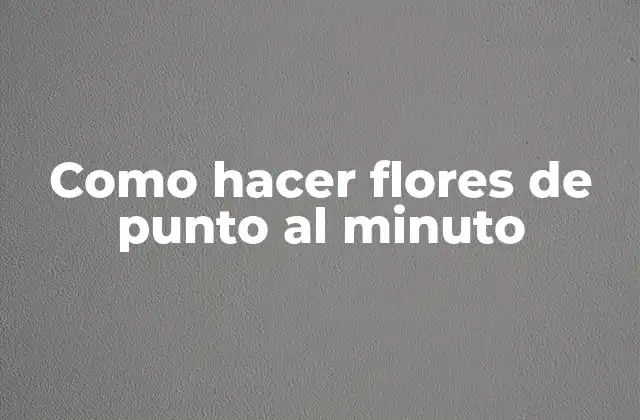 Como Hacer Flores de Punto Al Minuto
