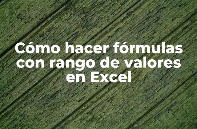 Cómo Hacer Fórmulas con Rango de Valores en Excel
