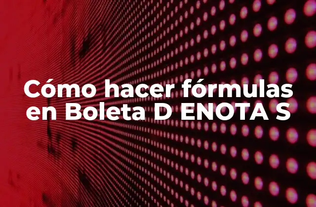 Cómo Hacer Fórmulas en Boleta D Enota S