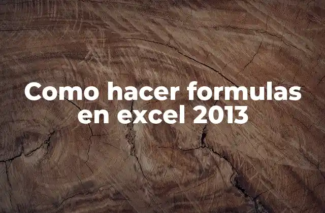 Como Hacer Formulas en Excel 2013