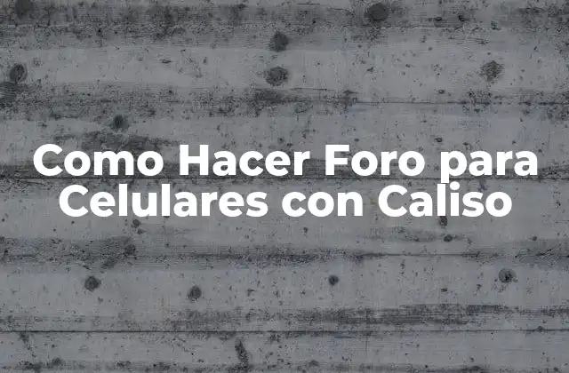 Como Hacer Foro para Celulares con Caliso