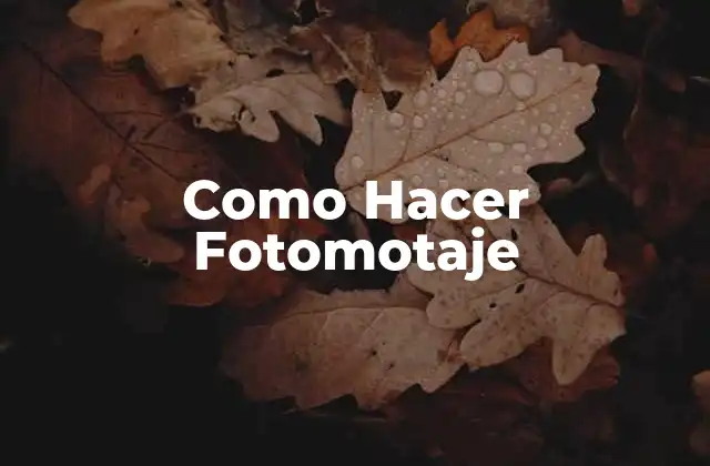 Como Hacer Fotomotaje