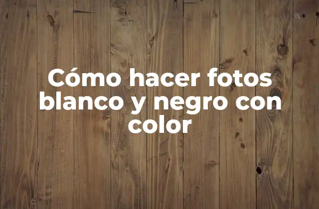 Cómo Hacer Fotos Blanco y Negro con Color