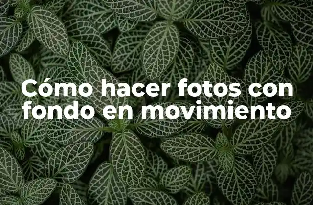 Cómo Hacer Fotos con Fondo en Movimiento
