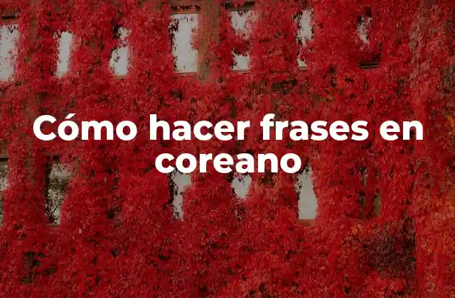 Cómo Hacer Frases en Coreano