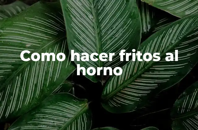 Como Hacer Fritos Al Horno