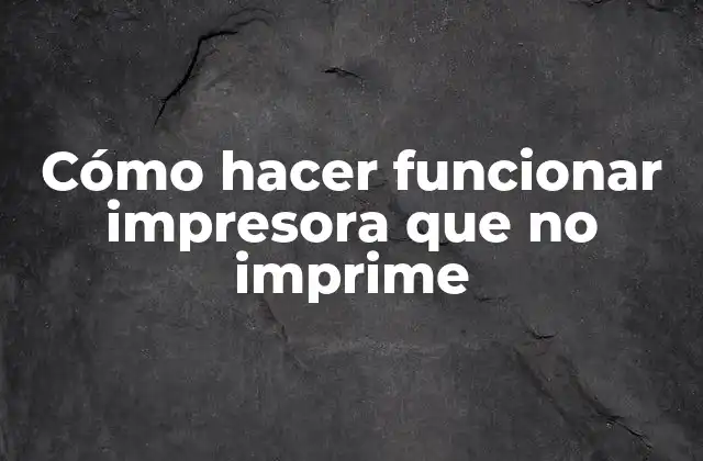 Cómo Hacer Funcionar Impresora que No Imprime