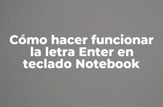 Cómo Hacer Funcionar la Letra Enter en Teclado Notebook