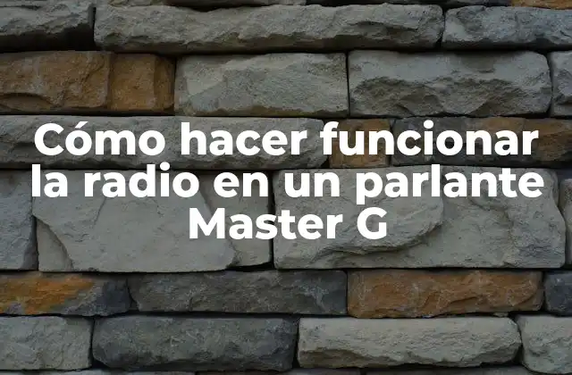 Cómo Hacer Funcionar la Radio en un Parlante Master G