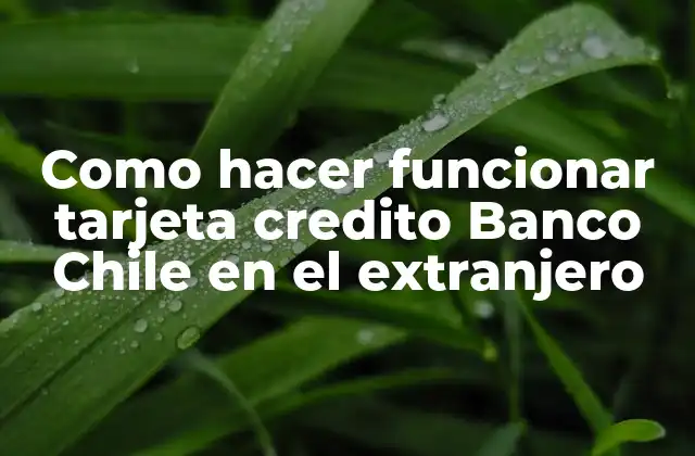 Como Hacer Funcionar Tarjeta Credito Banco Chile en el Extranjero