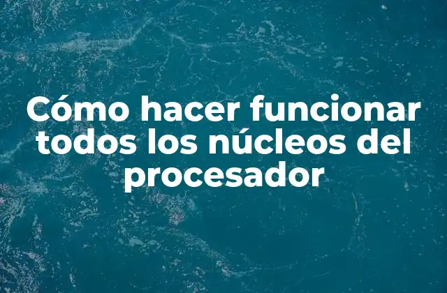Cómo Hacer Funcionar Todos los Núcleos Del Procesador