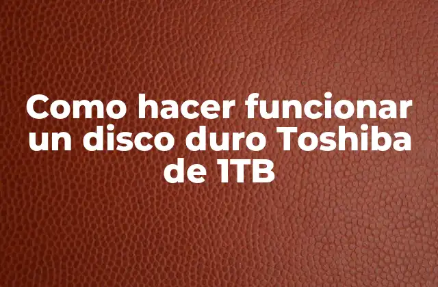 Como Hacer Funcionar un Disco Duro Toshiba de 1tb