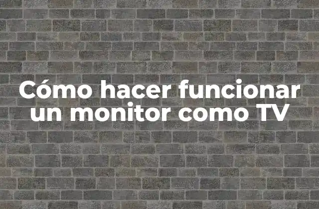 Cómo Hacer Funcionar un Monitor como Tv