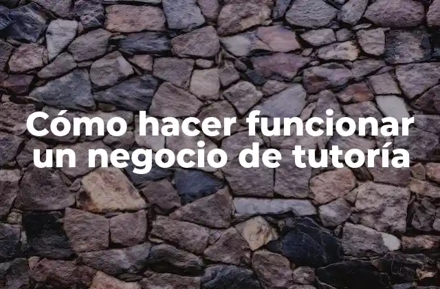 Cómo Hacer Funcionar un Negocio de Tutoría