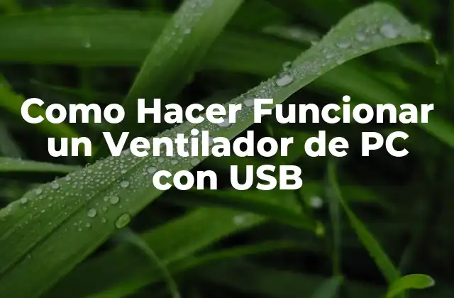 Como Hacer Funcionar un Ventilador de Pc con Usb
