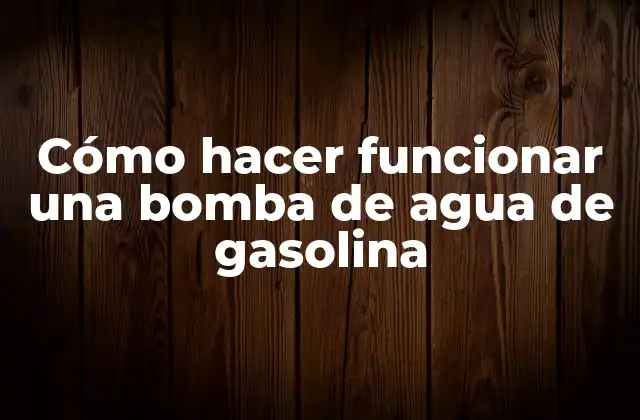 Cómo Hacer Funcionar una Bomba de Agua de Gasolina