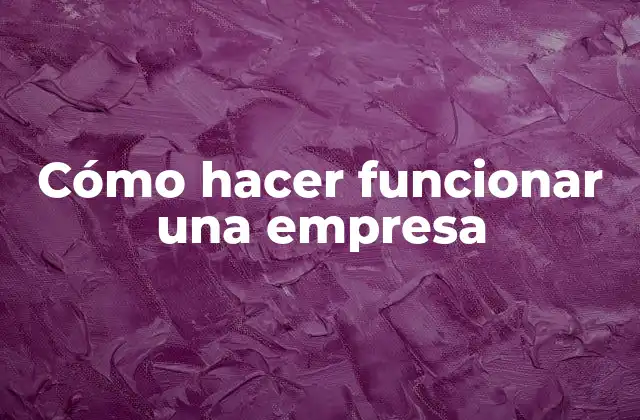 Cómo Hacer Funcionar una Empresa