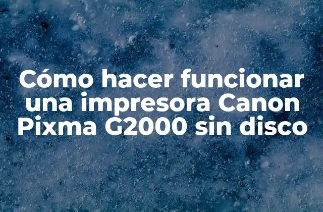 Cómo hacer funcionar una impresora Canon Pixma G2000 sin disco