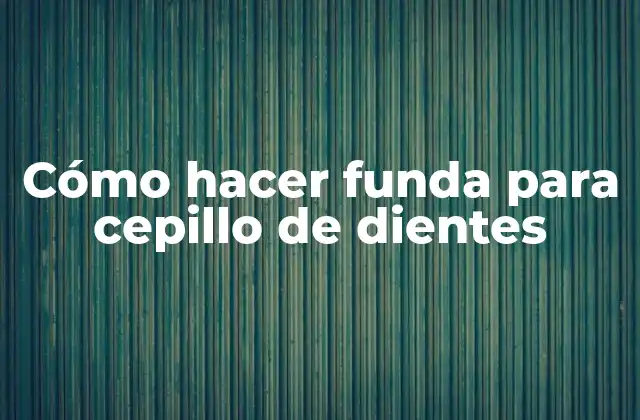 Cómo Hacer Funda para Cepillo de Dientes