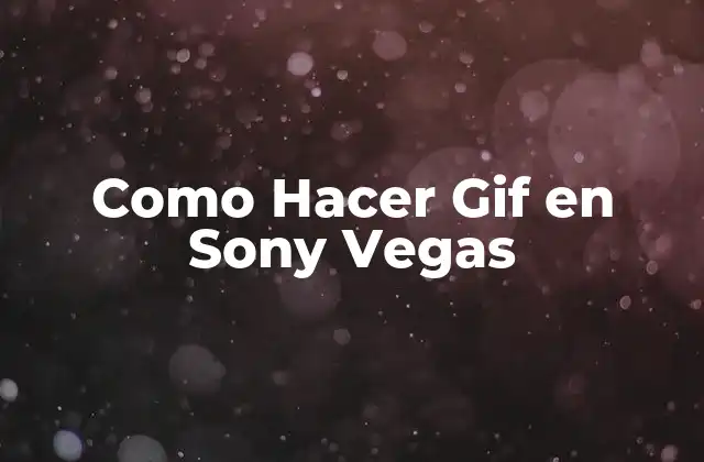 Como Hacer Gif en Sony Vegas