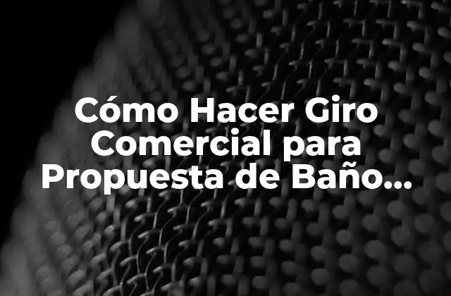Cómo Hacer Giro Comercial para Propuesta de Baño Negocio