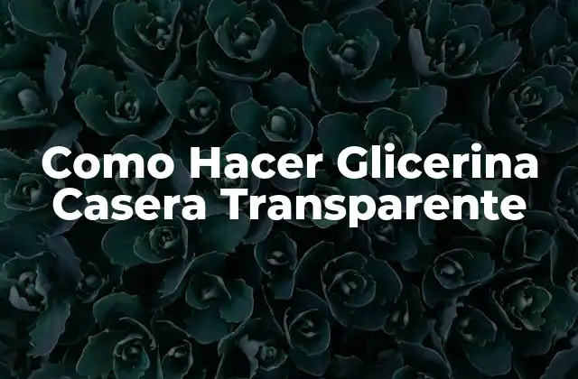 Como Hacer Glicerina Casera Transparente