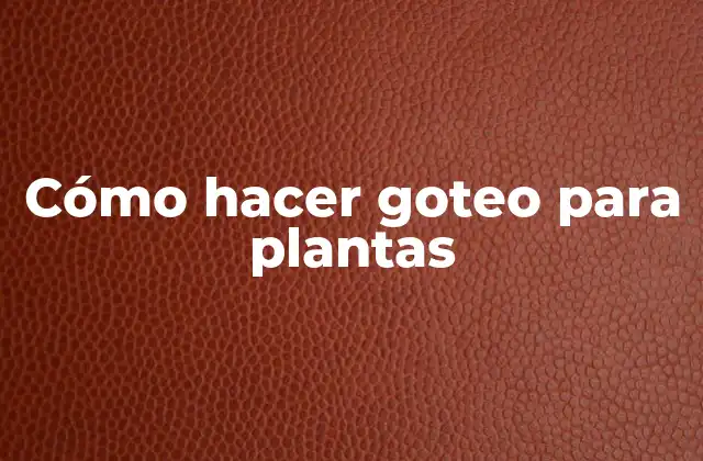 Cómo Hacer Goteo para Plantas