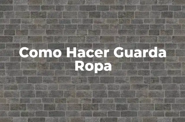 Como Hacer Guarda Ropa