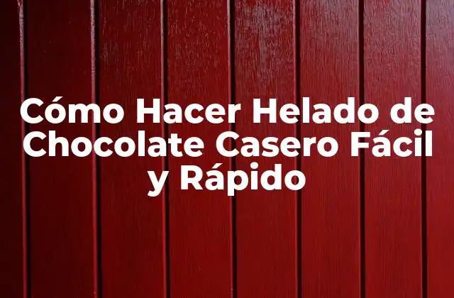 Cómo Hacer Helado de Chocolate Casero Fácil y Rápido