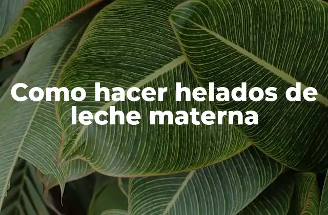 Como Hacer Helados de Leche Materna