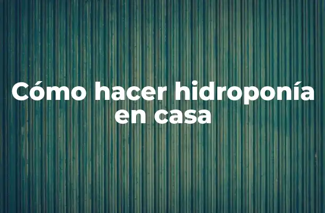Cómo Hacer Hidroponía en Casa