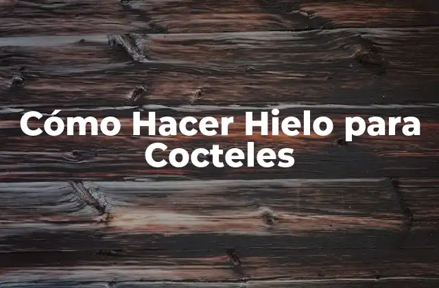 Cómo Hacer Hielo para Cocteles 2 ¿Qué es el Hielo para Cocteles?