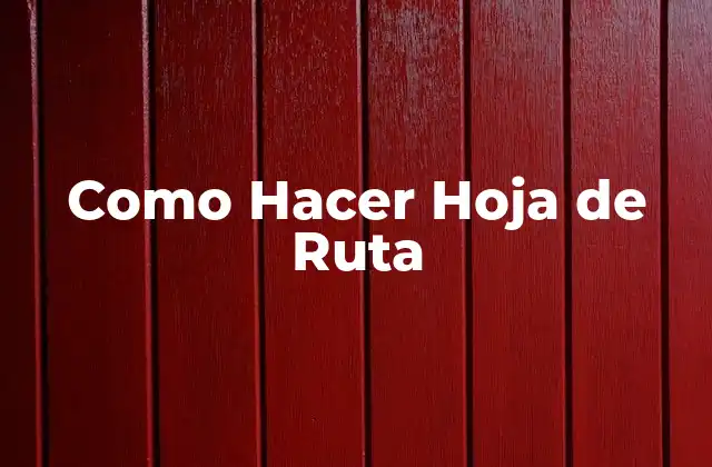 Como Hacer Hoja de Ruta