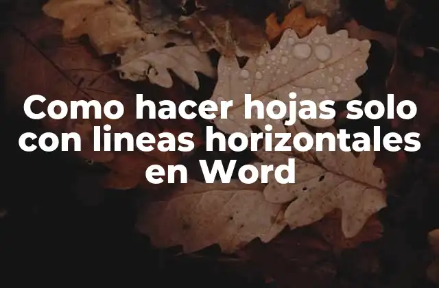 Como Hacer Hojas Solo con Lineas Horizontales en Word