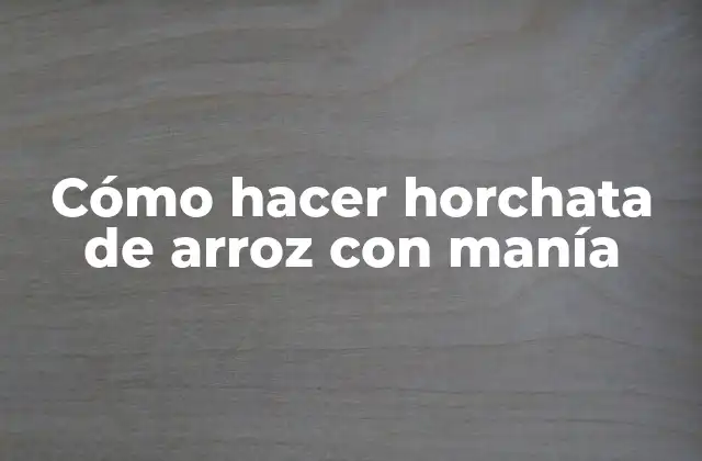 Cómo Hacer Horchata de Arroz con Manía