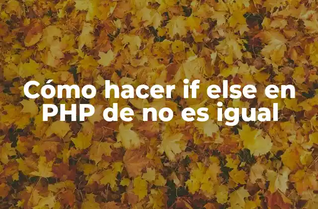 Cómo Hacer If Else en Php de No es Igual